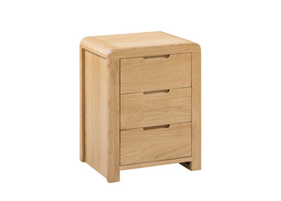 Curve Oak 3 Drawer Bedside – Julian Bowen