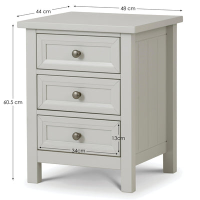 Maine 3 Drawer Bedside- Dove Grey – Julian Bowen, view 4