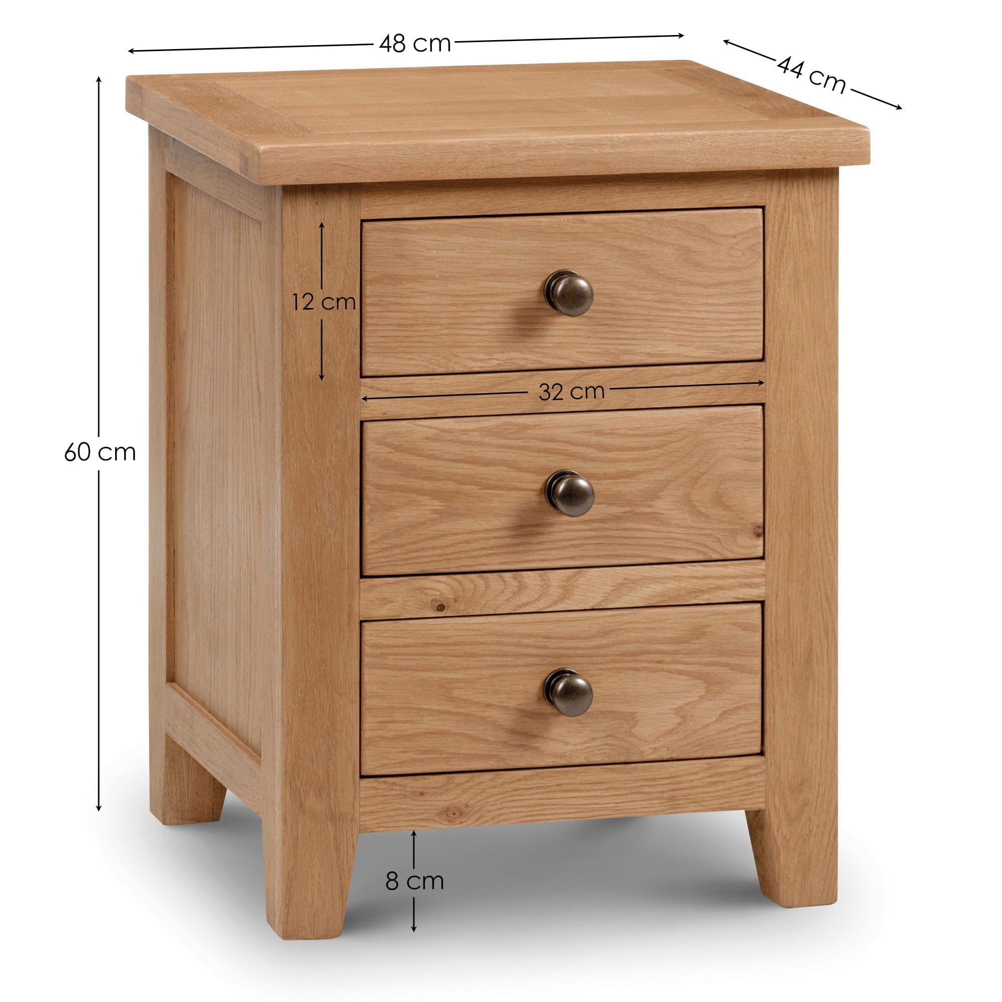 Marlborough 3 Drawer Bedside Ass – Julian Bowen, view 4