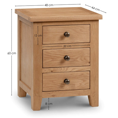 Marlborough 3 Drawer Bedside Ass – Julian Bowen, view 4