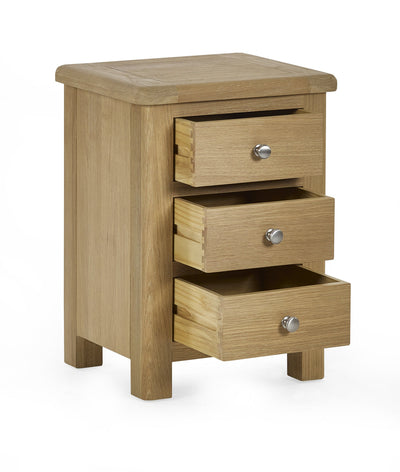 Memphis Limed Oak 3 Drawer Bedside – Julian Bowen, view 2