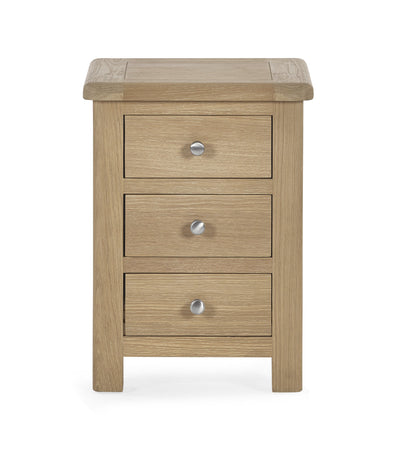 Memphis Limed Oak 3 Drawer Bedside – Julian Bowen, view 3