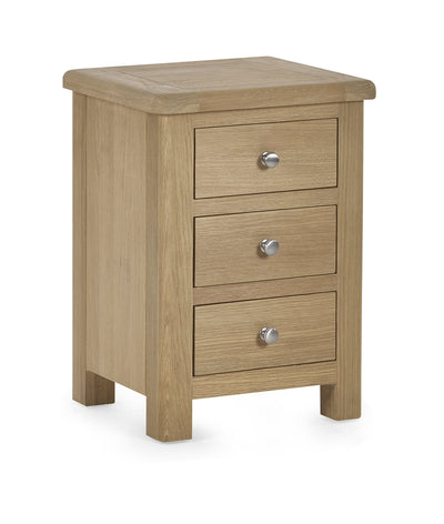 Memphis Limed Oak 3 Drawer Bedside – Julian Bowen