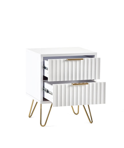 Murano 2 Drawer Bedside - Matt White – Julian Bowen, view 2