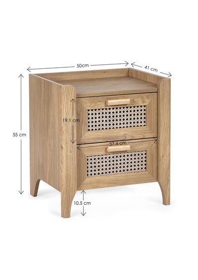 Sydney 2 Drawer Bedside - Rattan Effect – Julian Bowen, view 9