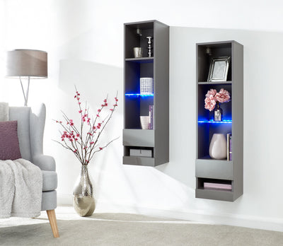 Galicia Tall Shelf Unit With Led Grey – GFW, view 9
