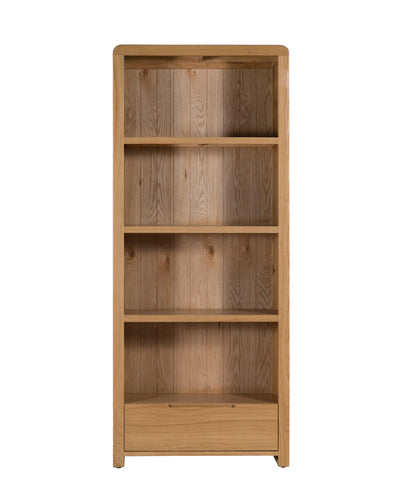 Curve Oak Tall Bookcase – Julian Bowen, view 3