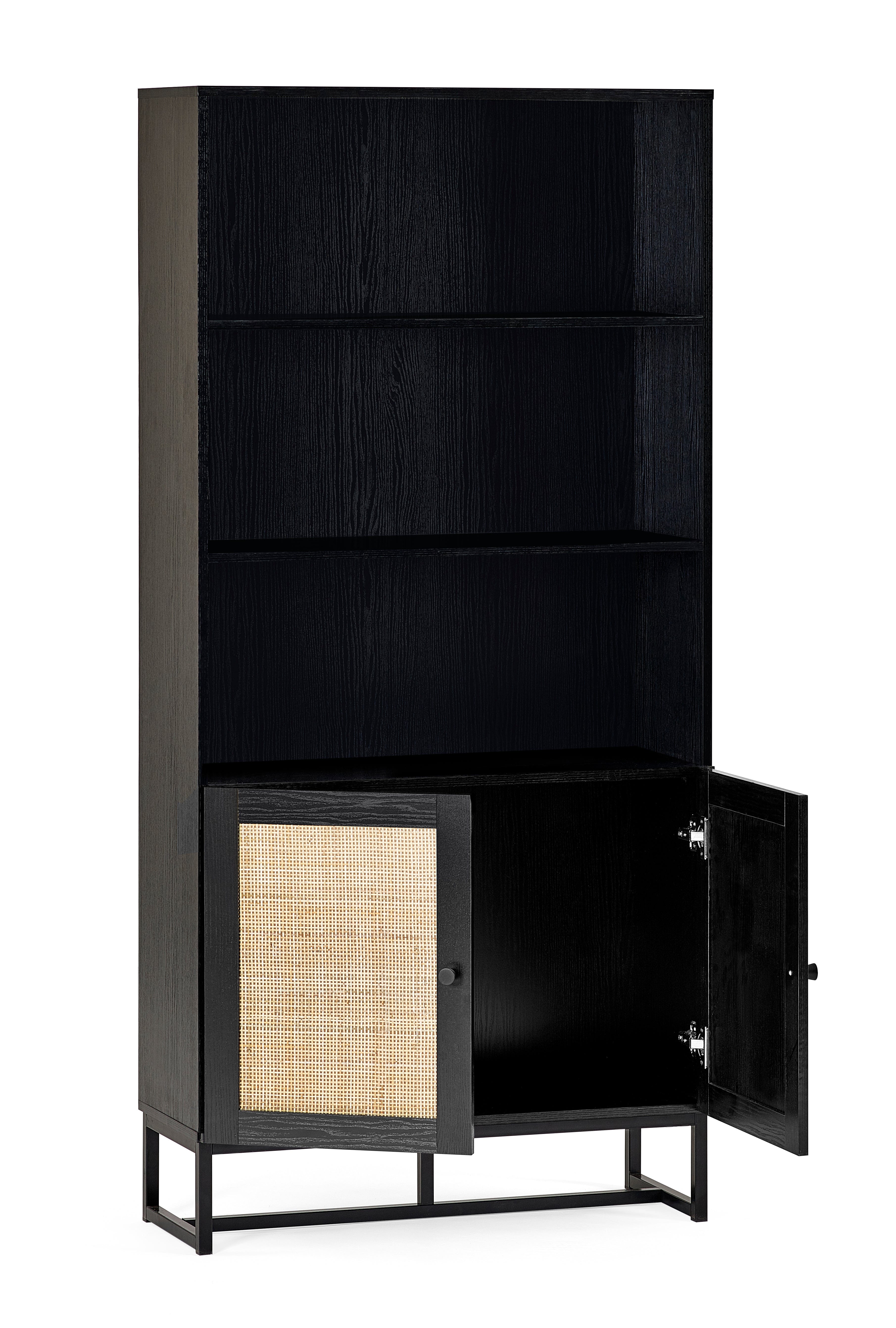 Padstow Tall Bookcase - Black – Julian Bowen, view 3