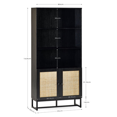 Padstow Tall Bookcase - Black – Julian Bowen, view 5