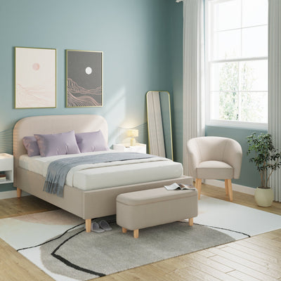 Florence Boucle Ottoman Bed Natural Stone – GFW, view 3