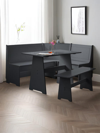 Newport Corner Dining Set With Storage Bench - Anthracite – Julian Bowen, view 2
