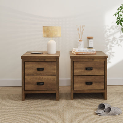 Boston 2 Drawer Bedside Tables Knotty Oak (Pack of Two) – GFW, view 2