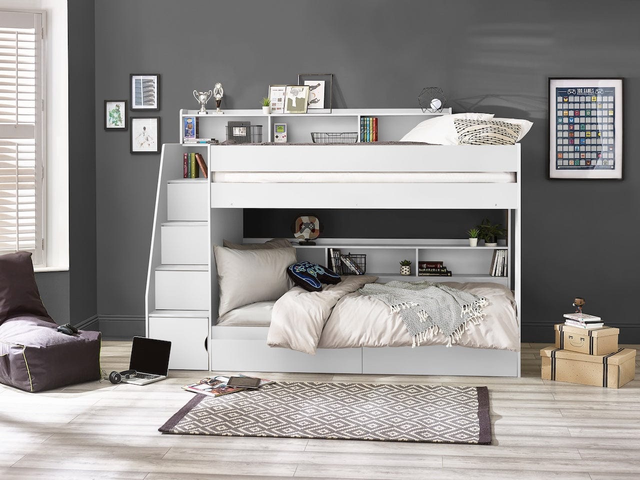 Camelot Staircase Bunk All White – Julian Bowen, view 6