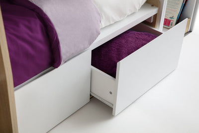 Julian Bowen Bunk Bed Single 90cm 3ft Eclipse Bunk Bed - Scandinavian Oak & White Bed Kings