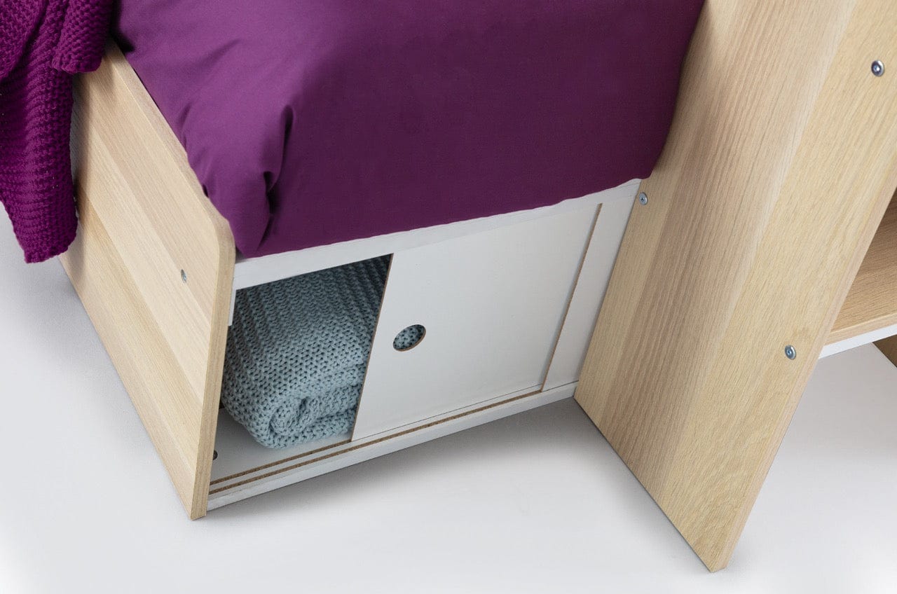 Julian Bowen Bunk Bed Single 90cm 3ft Eclipse Bunk Bed - Scandinavian Oak & White Bed Kings