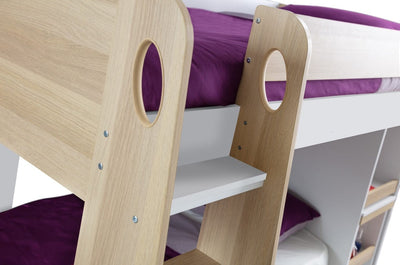 Julian Bowen Bunk Bed Single 90cm 3ft Eclipse Bunk Bed - Scandinavian Oak & White Bed Kings