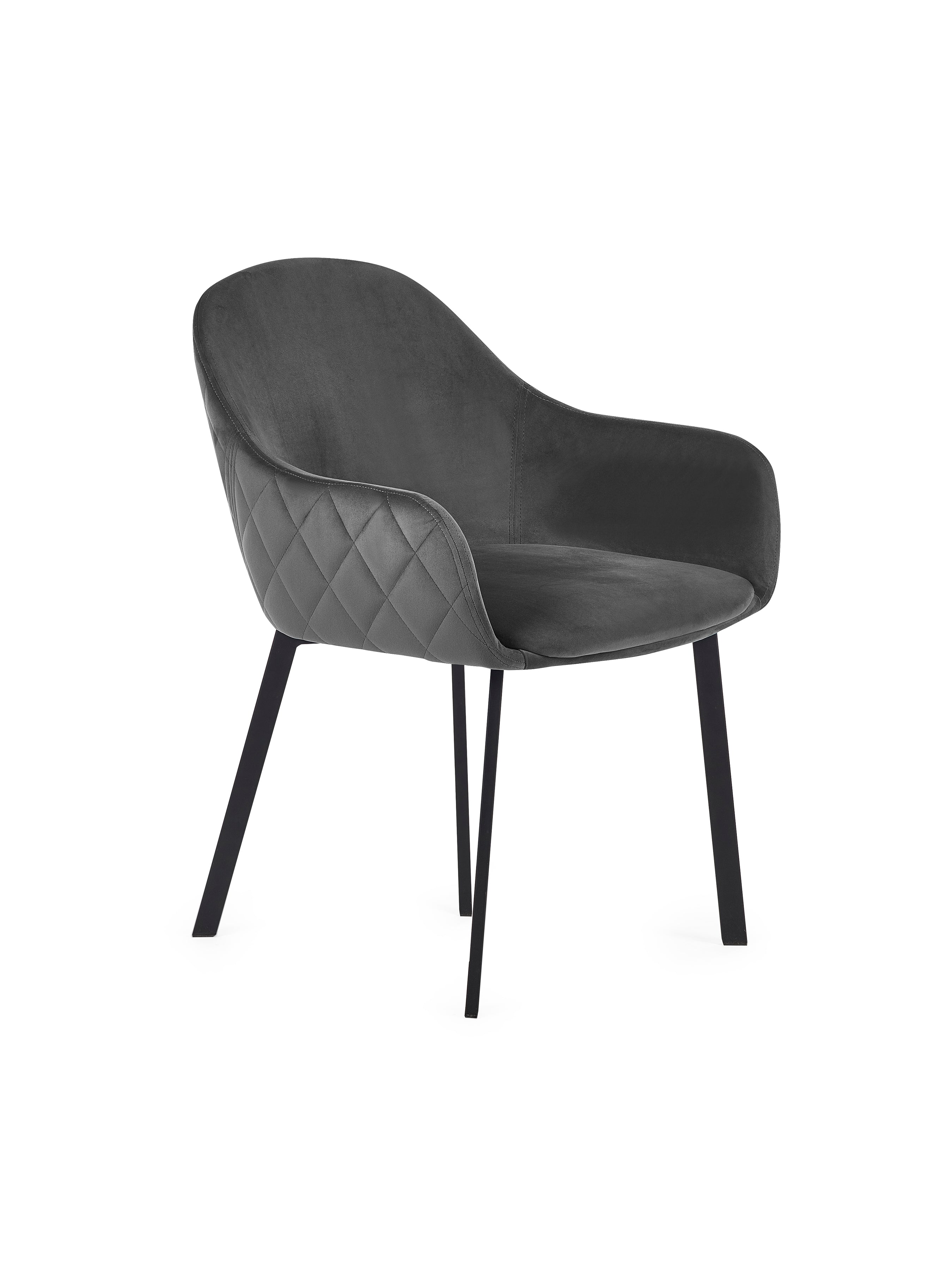 Lima Grey Velvet Dining Chairs (Set of 2) – Julian Bowen, view 3