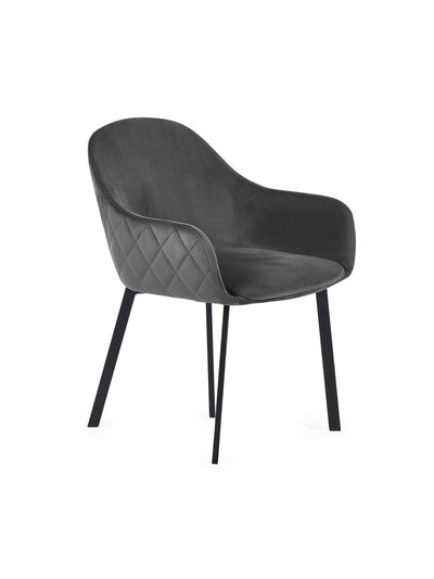 Lima Grey Velvet Dining Chairs (Set of 2) – Julian Bowen, view 3