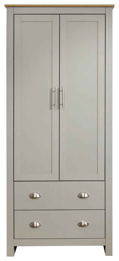 Lancaster 2 Door 2 Drawer Wardrobe Grey – GFW
