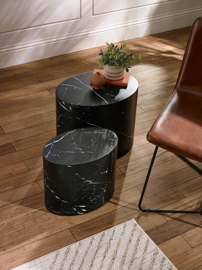 Toba Nest of 2 Black Marble Effect Tables – Julian Bowen, view 10
