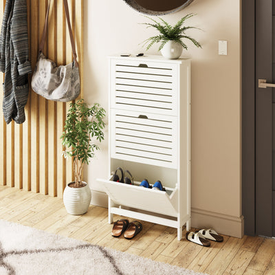 Bergen Three Tier Shoe Cabinet – White