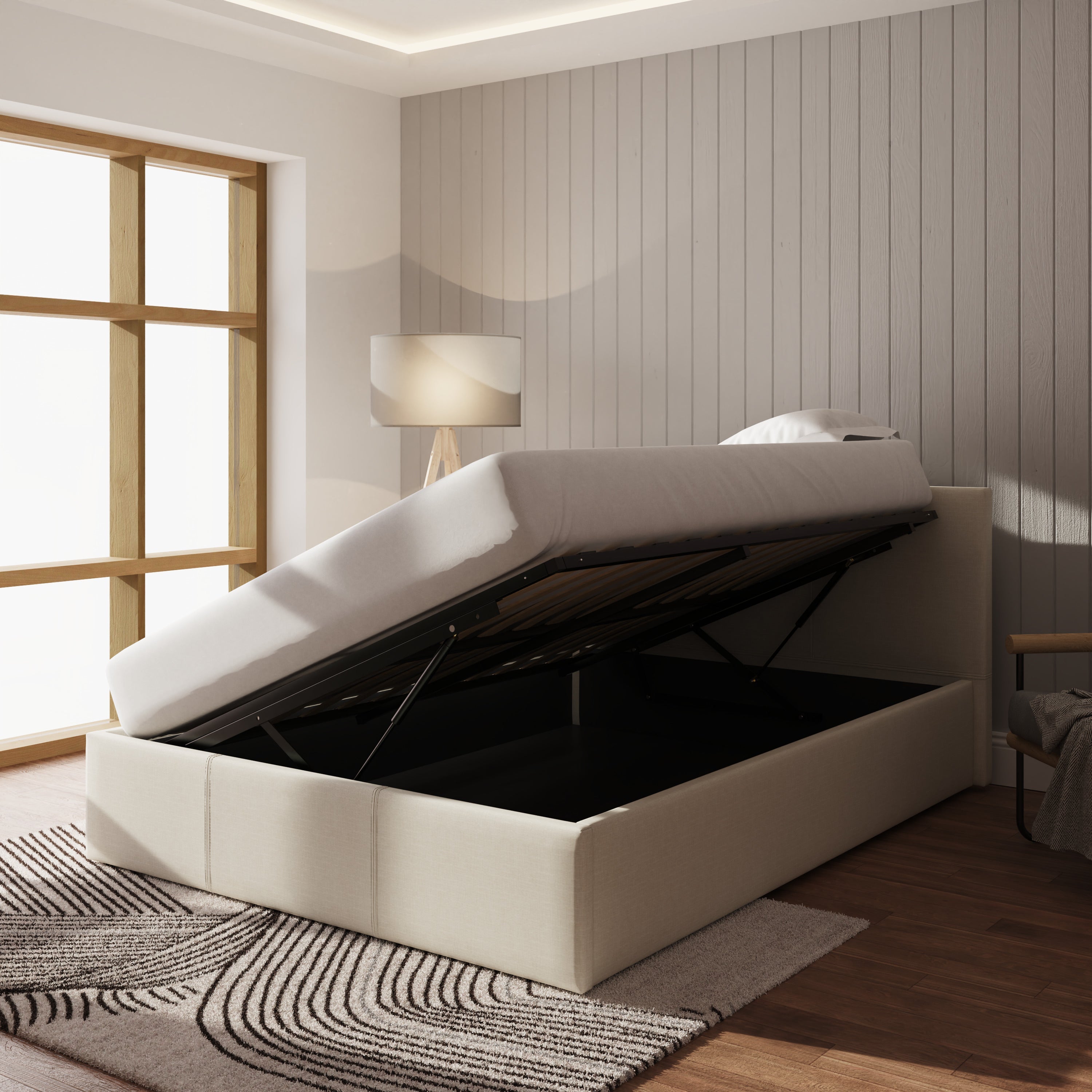 Side Lift Ottoman Bed Natural – GFW, view 3