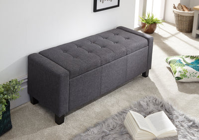 Verona Ottoman Bench Charcoal Grey Fabric – GFW, view 5