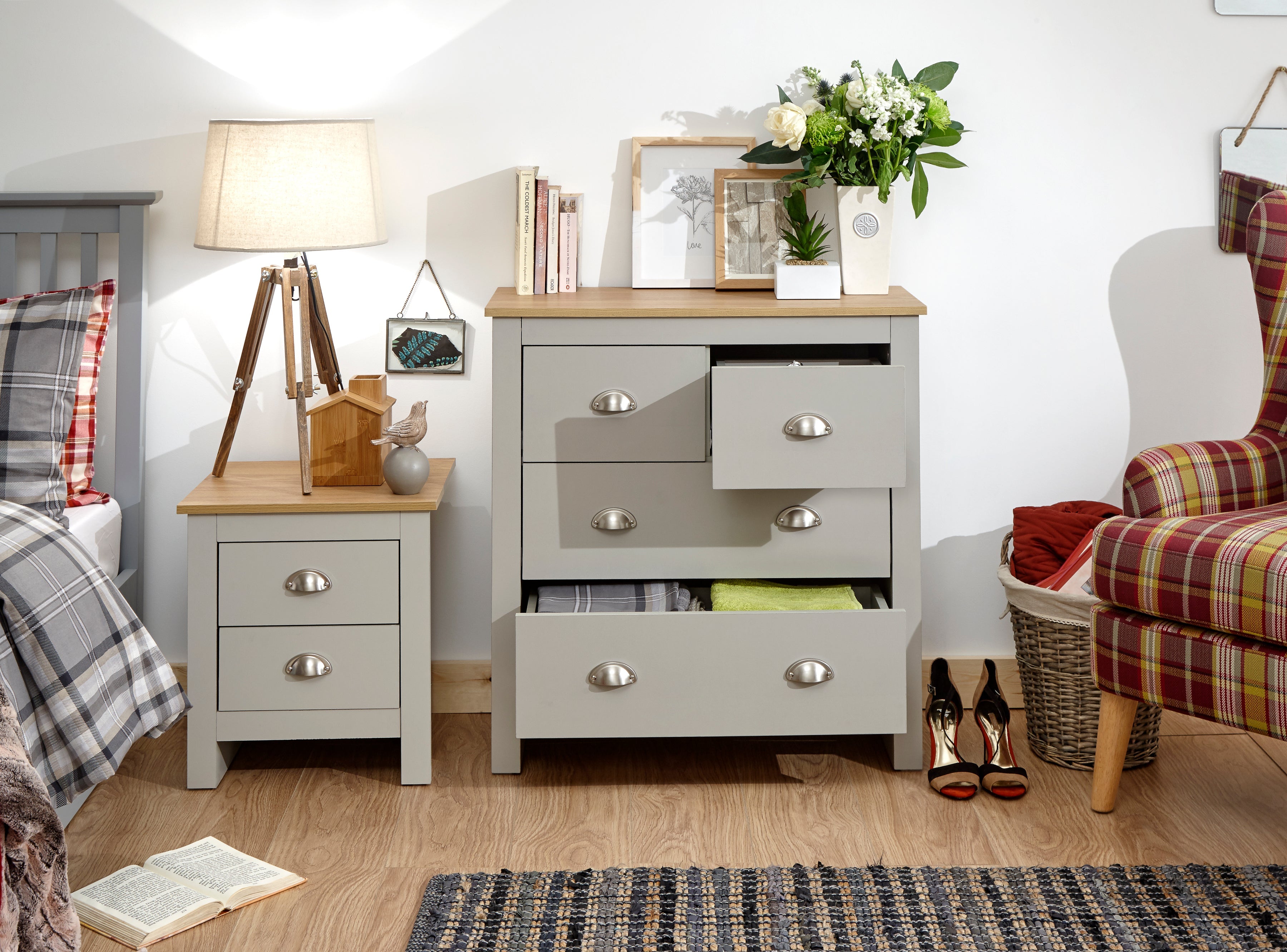 Lancaster 2+2 Drawer Chest Grey – GFW, view 4