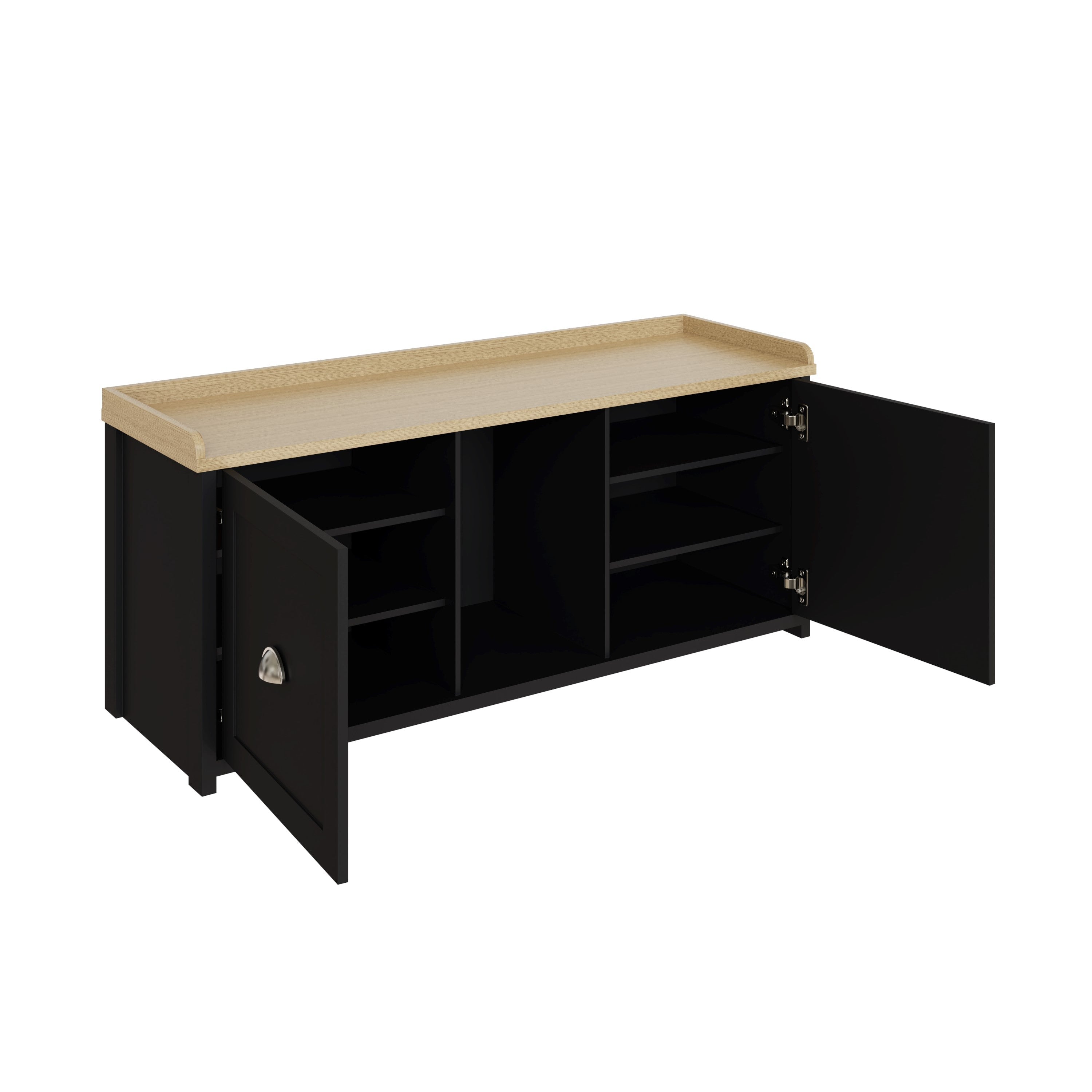 Lancaster 2 Door Shoe Bench Black – GFW, view 4