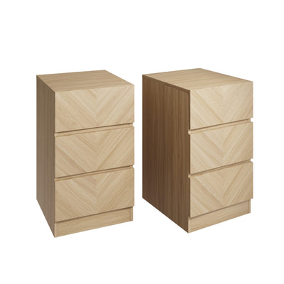Catania 3 Drawer Bedside Table Euro Oak - Twin Pack – GFW