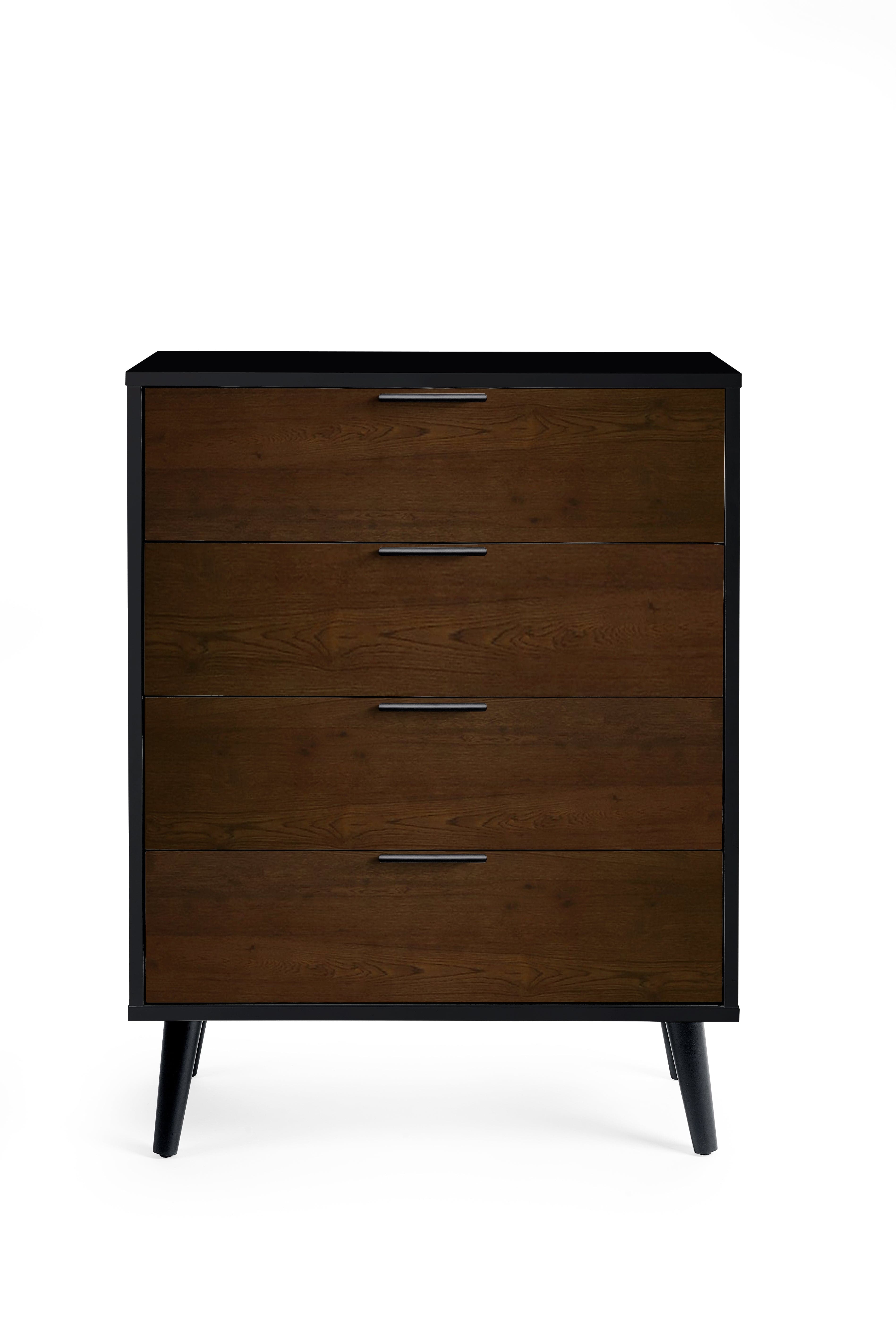 Alba 4 Drawer Wide Chest - Walnut/Black – Julian Bowen, view 3