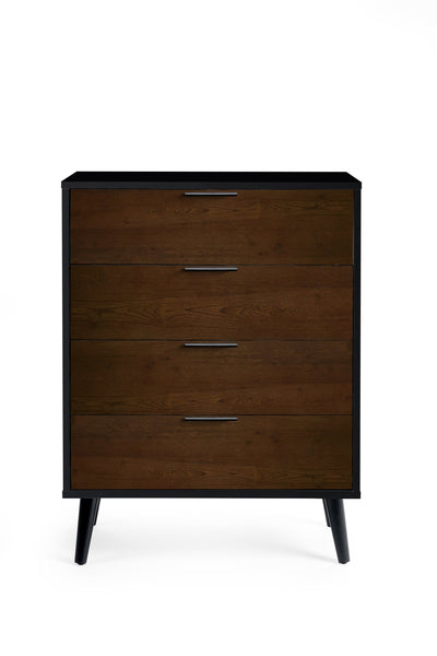 Alba 4 Drawer Wide Chest - Walnut/Black – Julian Bowen, view 3