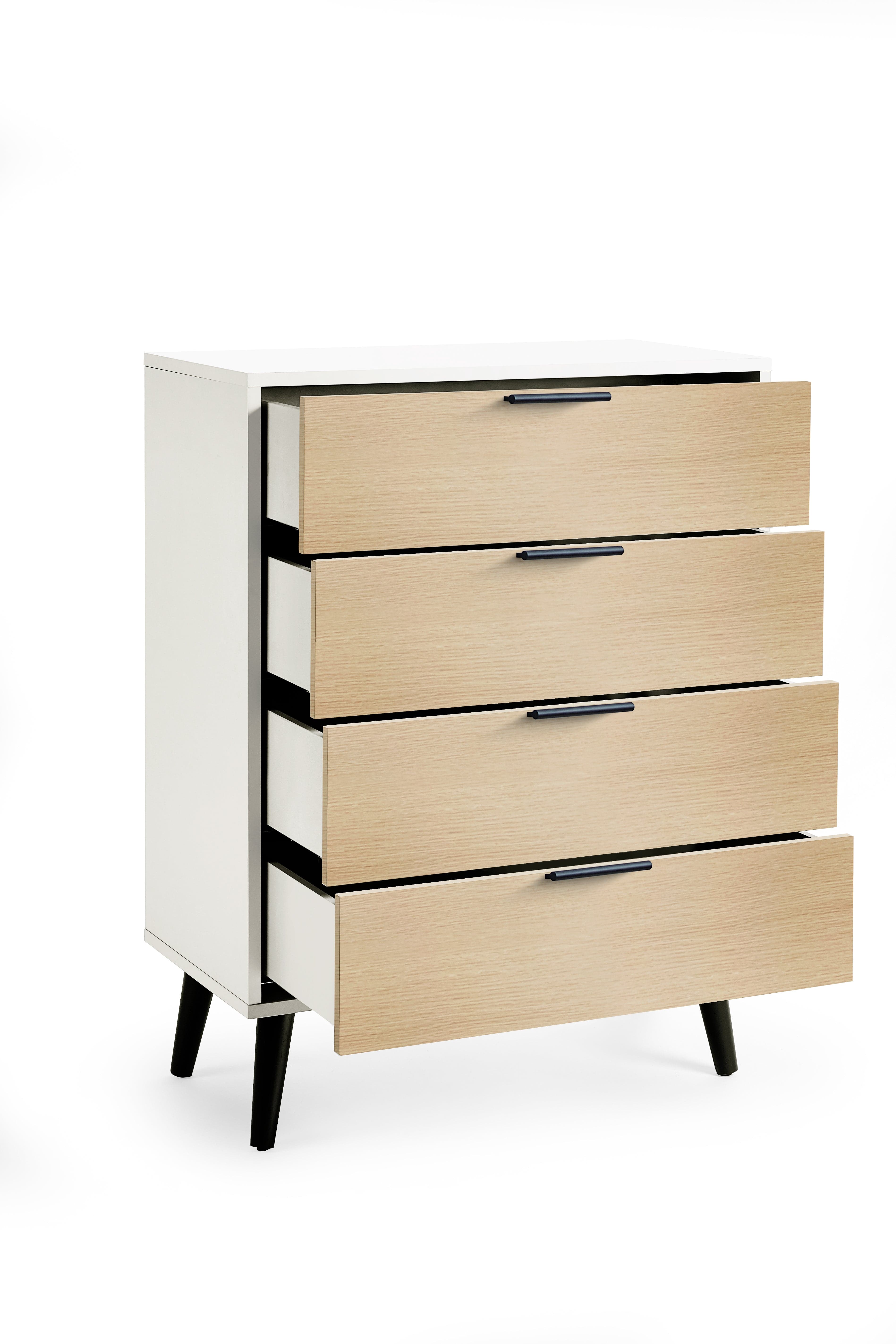 Alba 4 Drawer Wide Chest - White/Oak – Julian Bowen, view 2