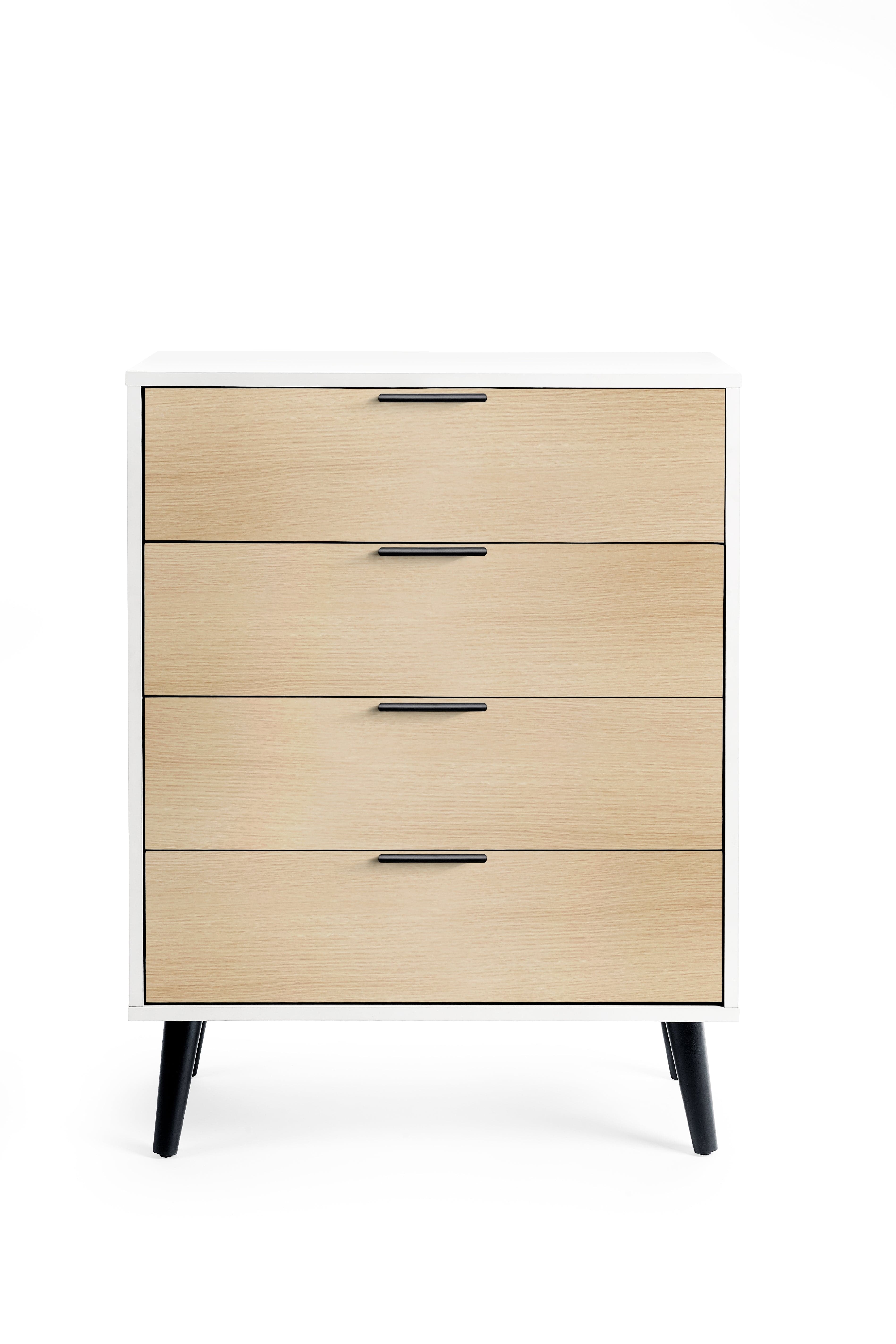 Alba 4 Drawer Wide Chest - White/Oak – Julian Bowen, view 3