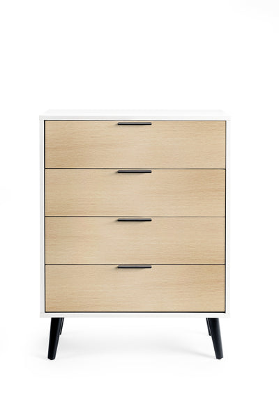 Alba 4 Drawer Wide Chest - White/Oak – Julian Bowen, view 3