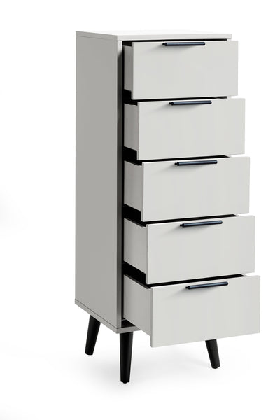 Alba 5 Drawer Narrow Chest - Silk Grey – Julian Bowen, view 2