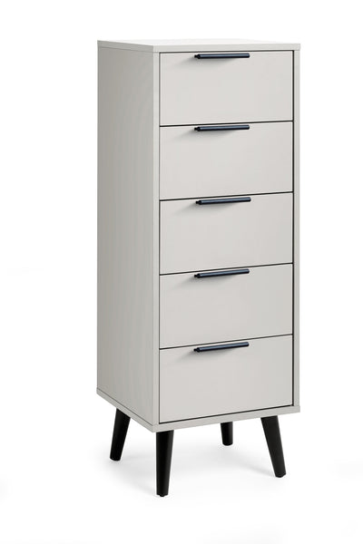 Alba 5 Drawer Narrow Chest - Silk Grey – Julian Bowen