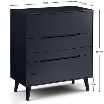 Alicia 3 Drawer Chest - Anthracite – Julian Bowen, view 4