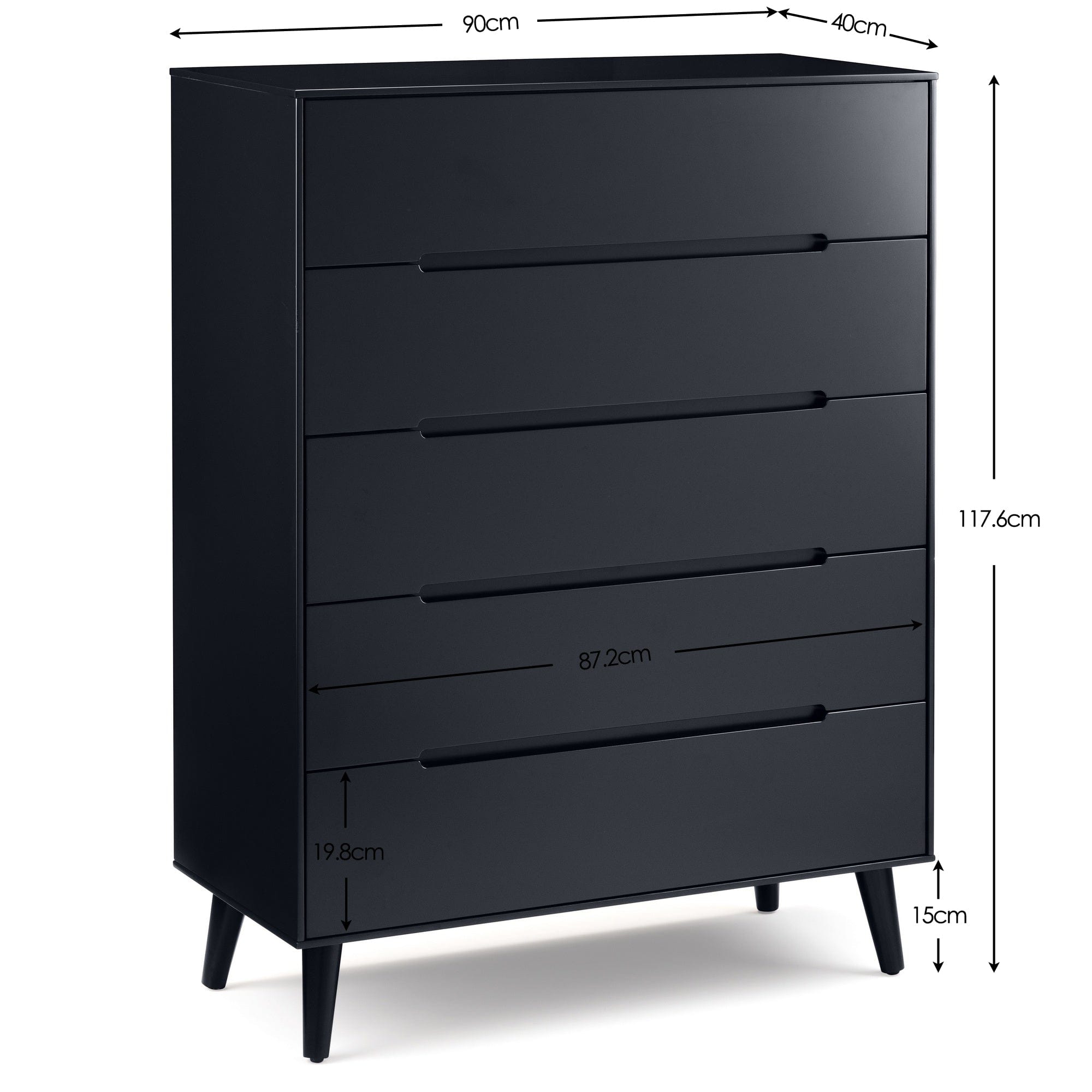 Alicia 5 Drawer Chest - Anthracite – Julian Bowen, view 3