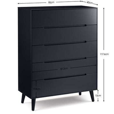 Alicia 5 Drawer Chest - Anthracite – Julian Bowen, view 3