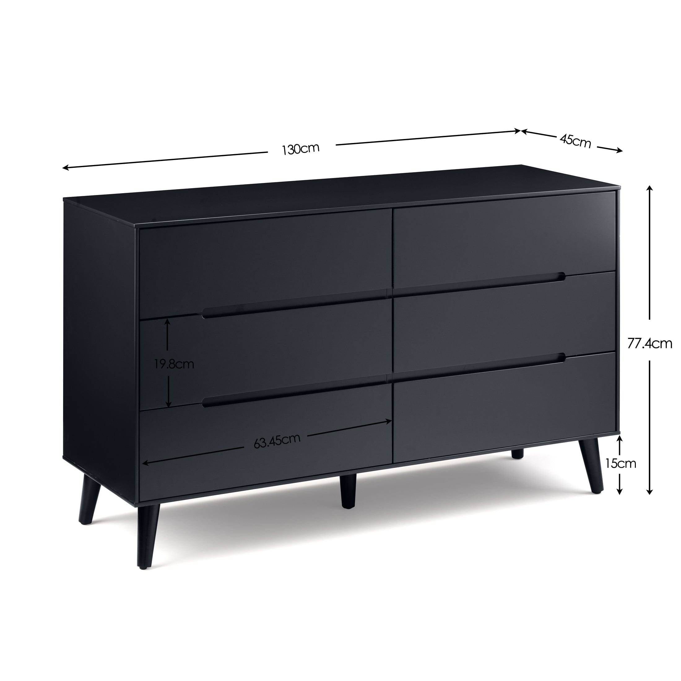 Alicia 6 Drawer Wide Chest - Anthracite – Julian Bowen, view 2
