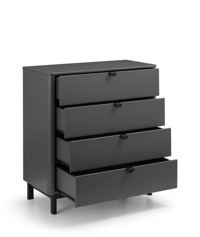 Chloe 4 Drawer Chest - Storm Grey/Black – Julian Bowen, view 2