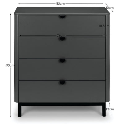 Chloe 4 Drawer Chest - Storm Grey/Black – Julian Bowen, view 4