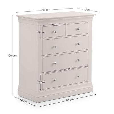 Clermont 3+2 Drawer Chest - Light Grey – Julian Bowen, view 5