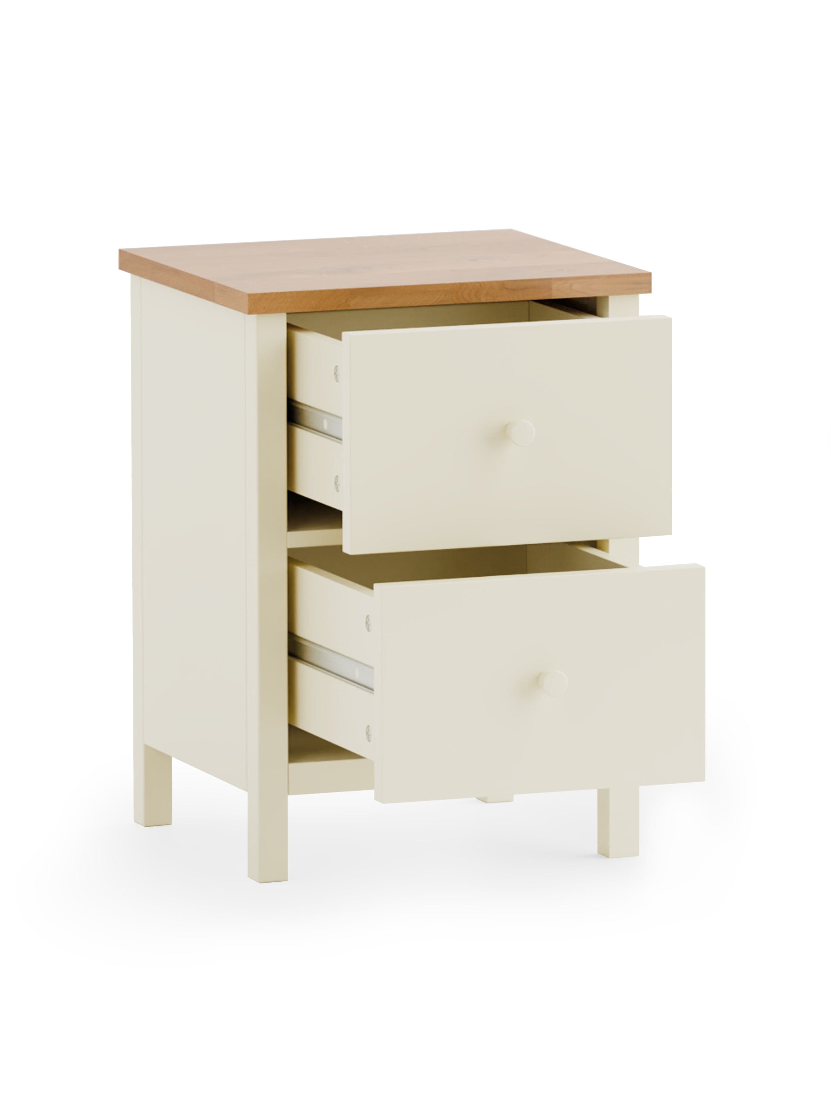 Coxmoor 2 Drawer Bedside - Ivory and Oak – Julian Bowen, view 2