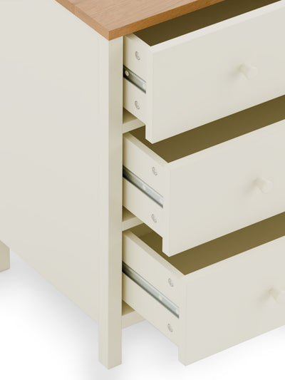 Coxmoor 3 Drawer Chest - Ivory and Oak – Julian Bowen, view 5