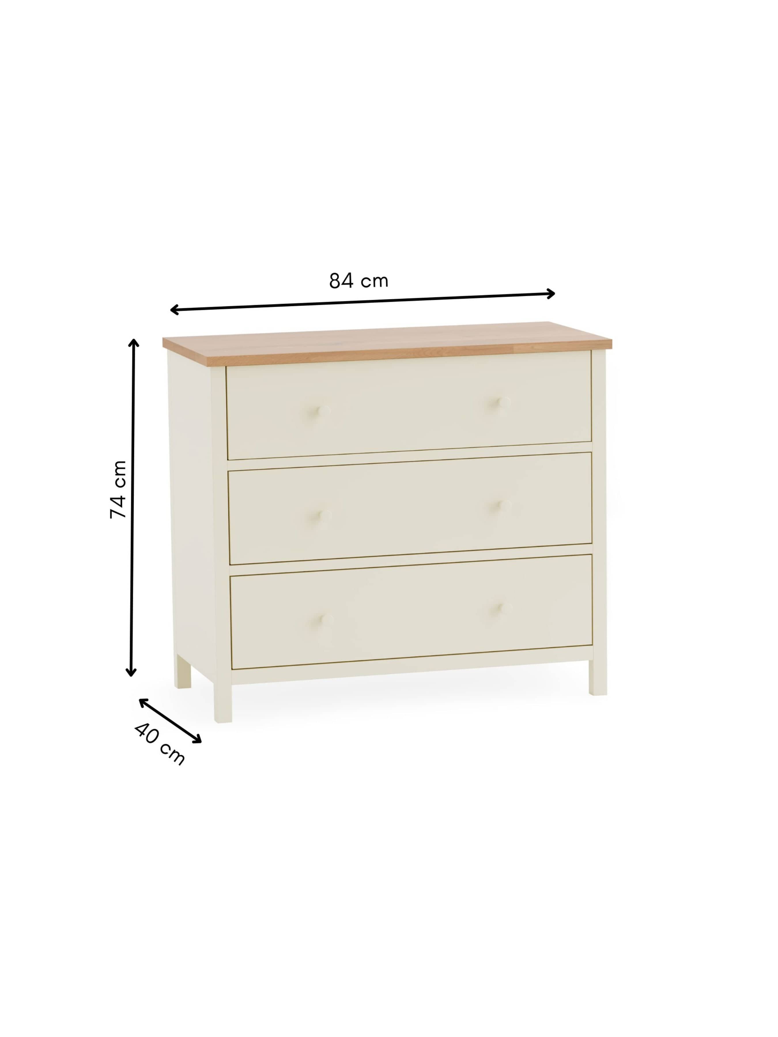 Coxmoor 3 Drawer Chest - Ivory and Oak – Julian Bowen, view 8