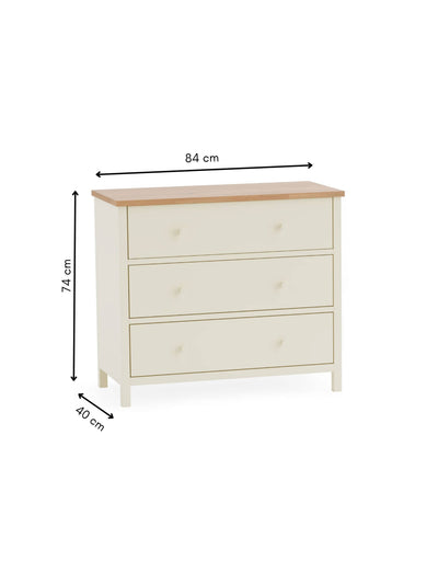 Coxmoor 3 Drawer Chest - Ivory and Oak – Julian Bowen, view 8
