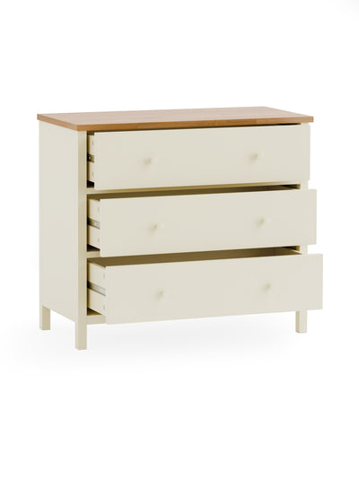 Coxmoor 3 Drawer Chest - Ivory and Oak – Julian Bowen, view 3