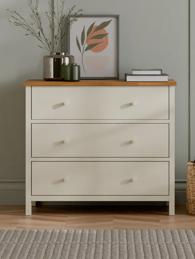Coxmoor 3 Drawer Chest - Ivory and Oak – Julian Bowen, view 2